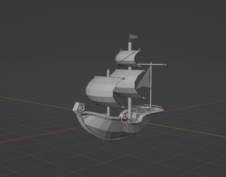Low poly Pirate ship Low-poly 3D model_2