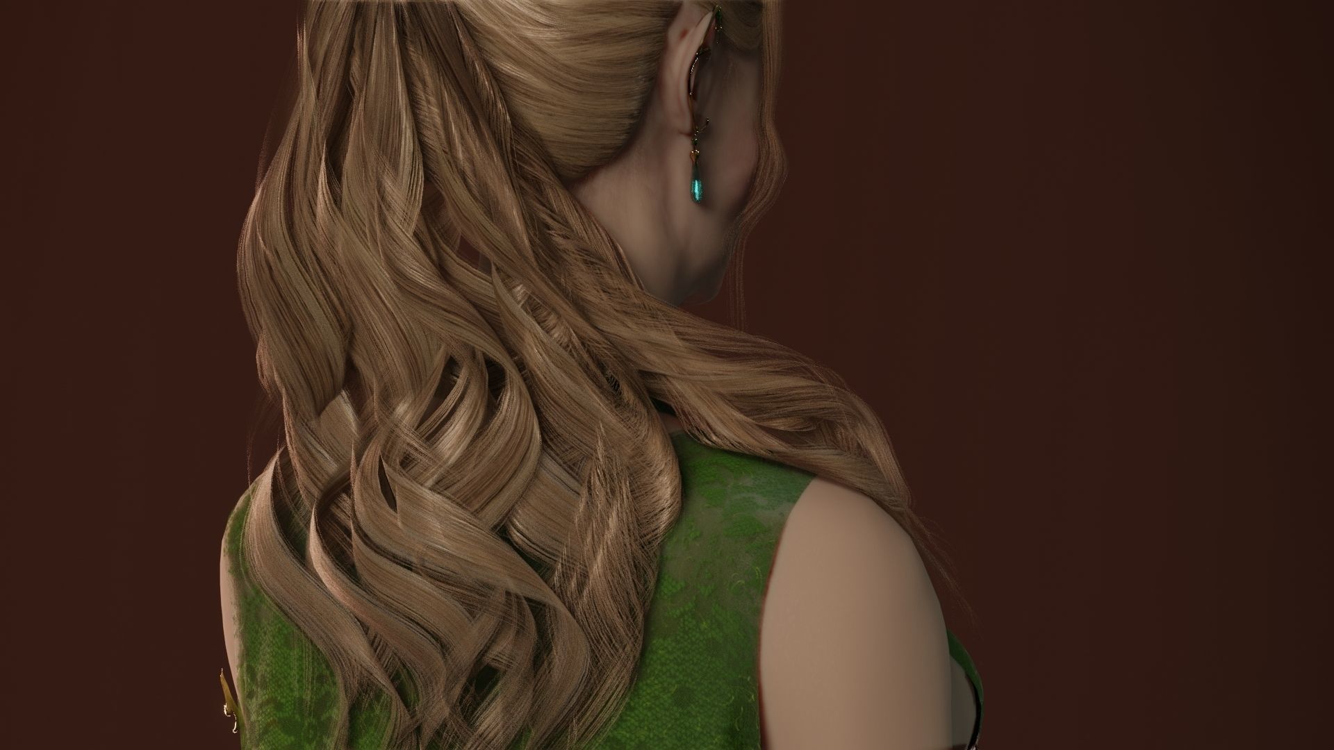 Beautiful elven wizard Low-poly 3D model_11