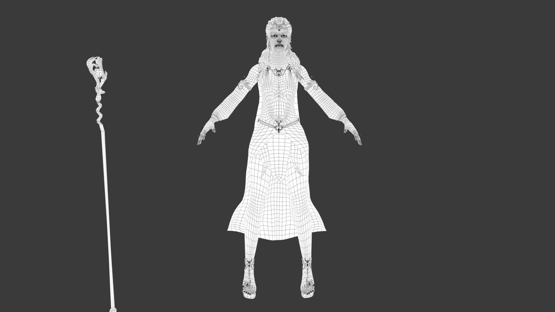 Beautiful elven wizard Low-poly 3D model_20