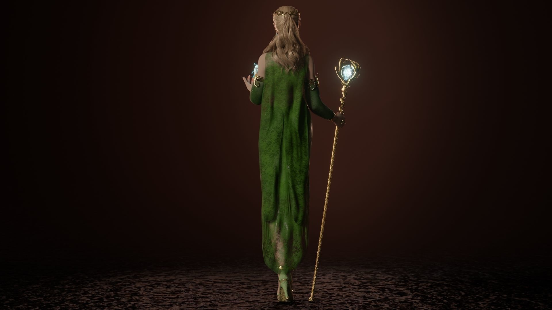 Beautiful elven wizard Low-poly 3D model_4