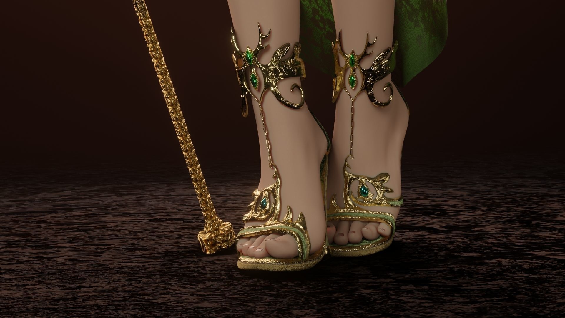 Beautiful elven wizard Low-poly 3D model_6