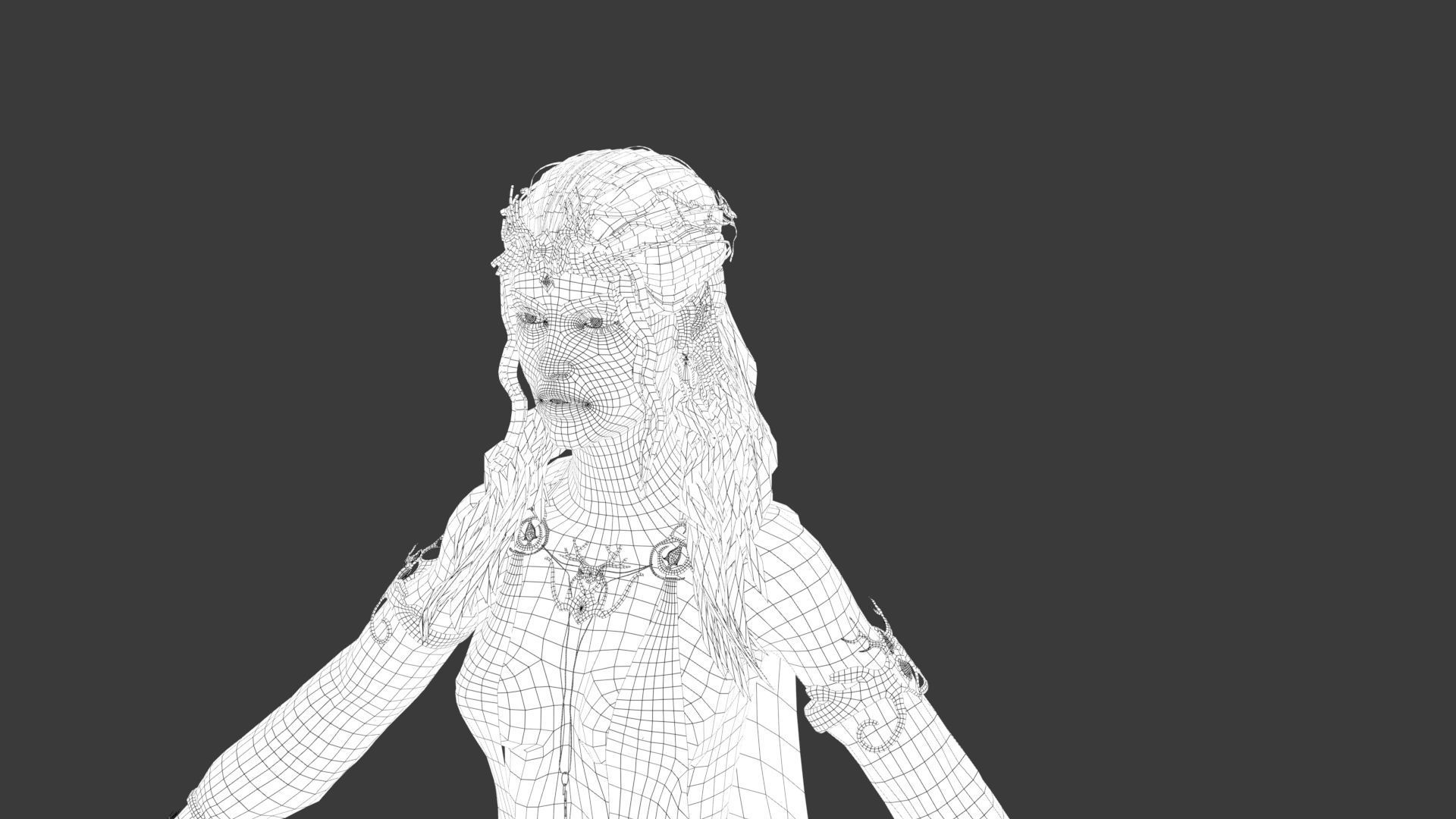 Beautiful elven wizard Low-poly 3D model_21