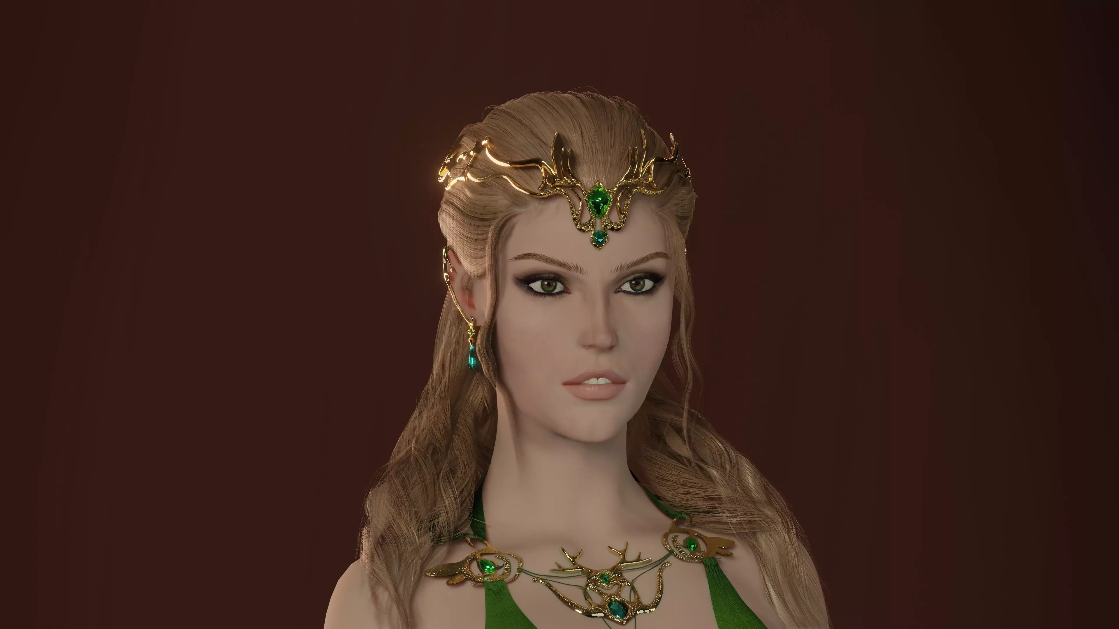 Beautiful elven wizard Low-poly 3D model_0