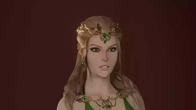 Beautiful elven wizard Low-poly 3D model