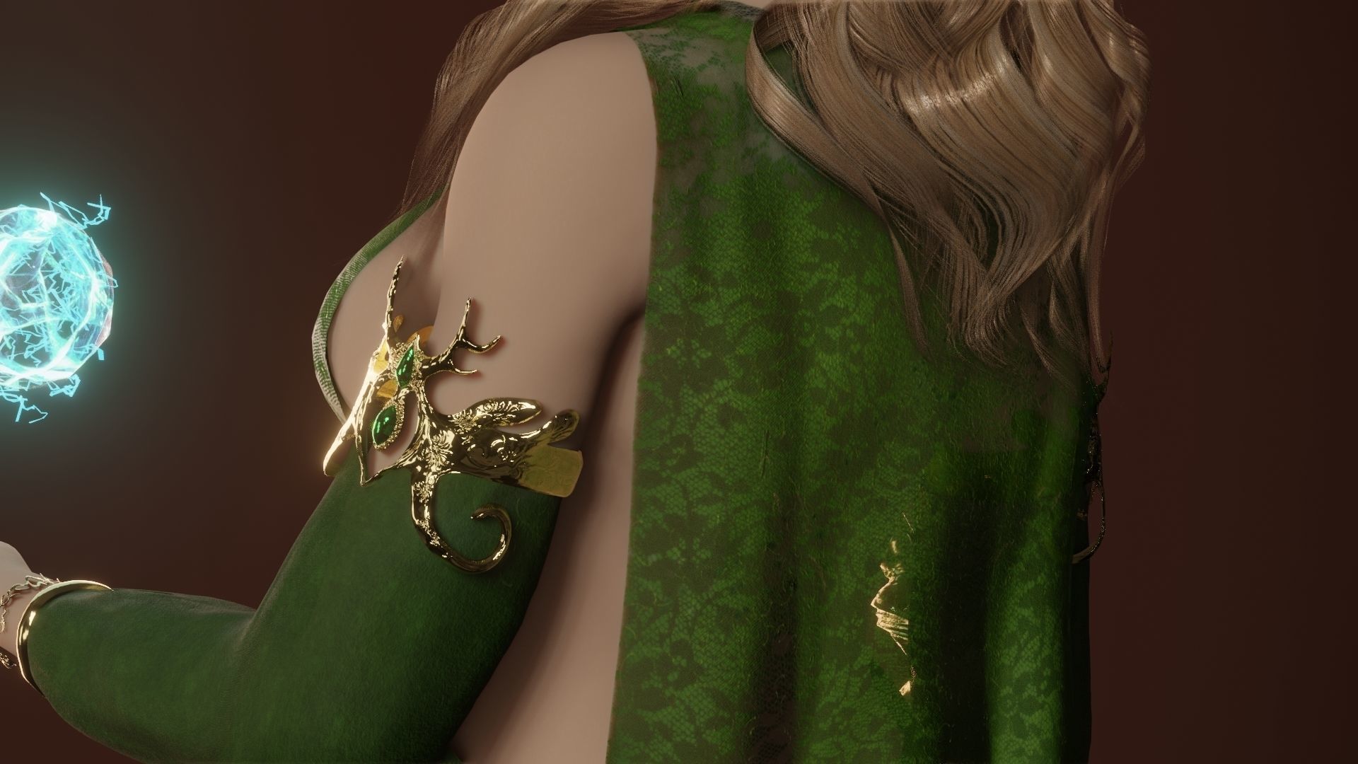 Beautiful elven wizard Low-poly 3D model_10