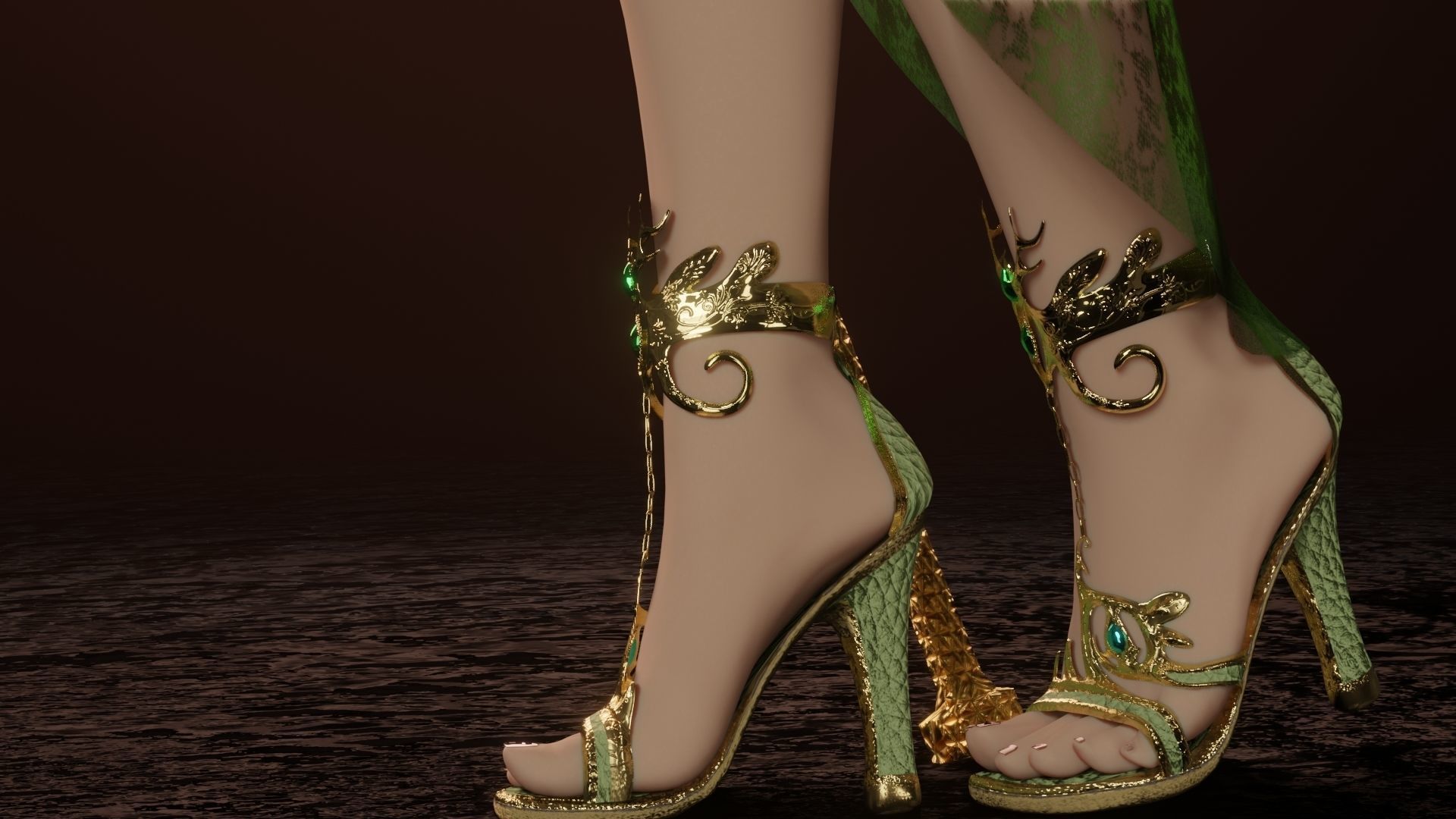 Beautiful elven wizard Low-poly 3D model_7