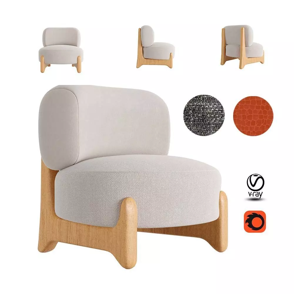 Tobo Armchair  Low-poly 3D model_0