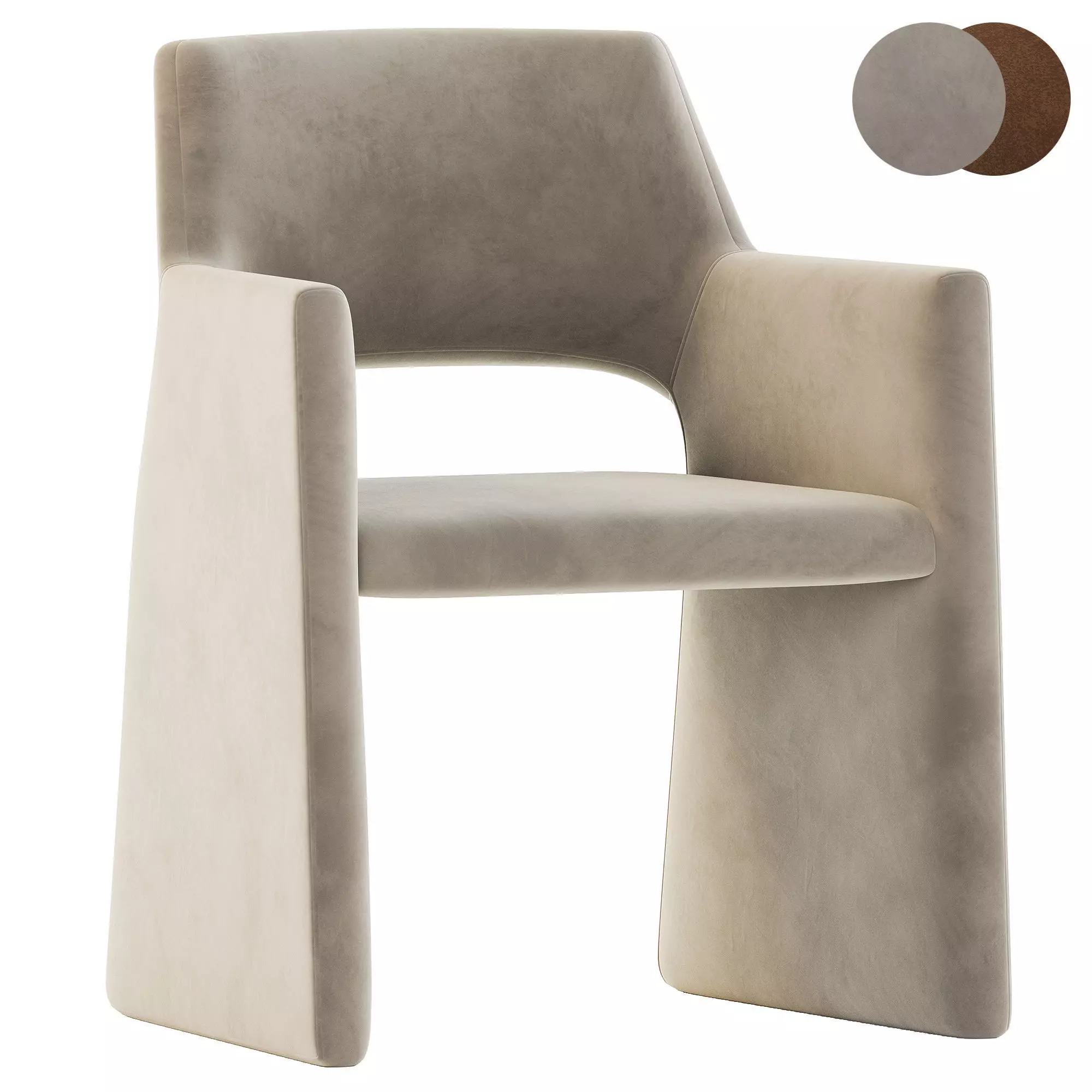 CB2 Foley Faux Mohair Grey Dining Armchair 3D model