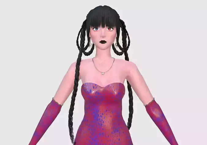 Mysterious Elegant Woman  Low-poly 3D model
