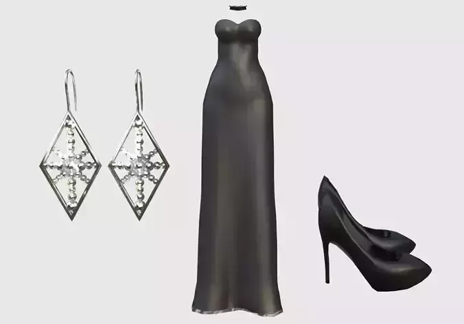 Female Elegant Outfit  Low-poly 3D model
