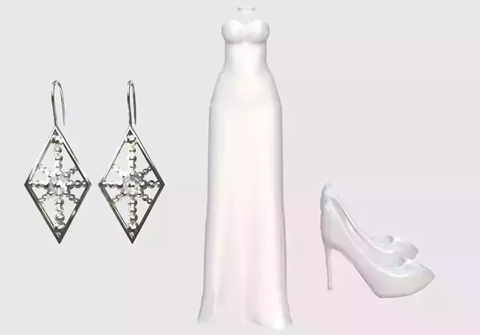 Elegant Female Outfit  Low-poly 3D model
