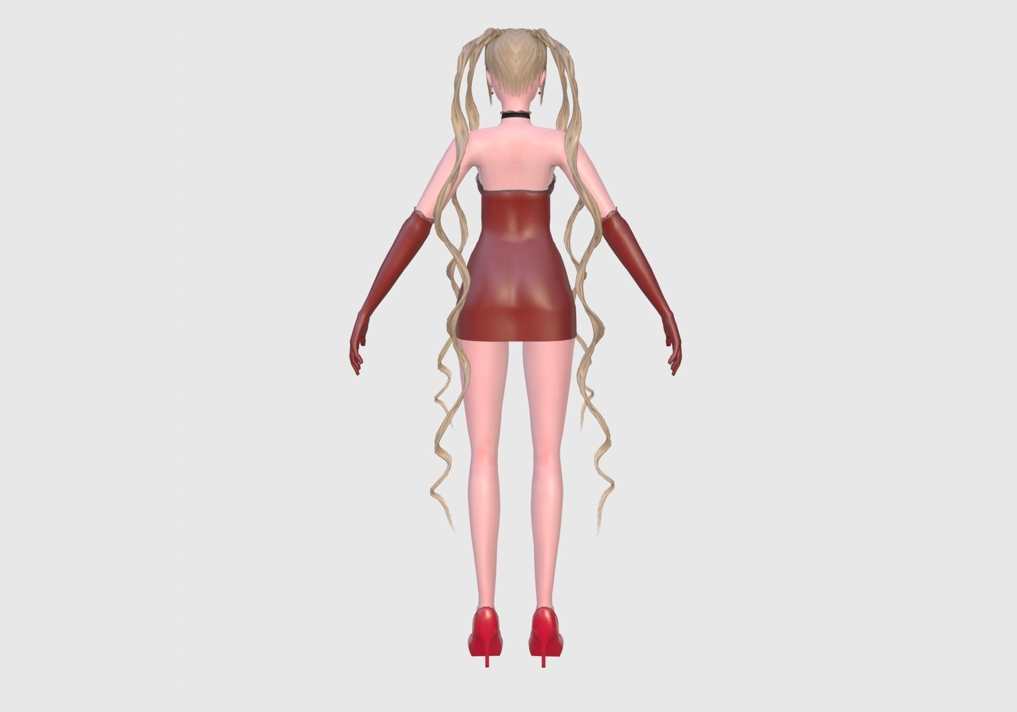 Cute Blond Woman Low-poly 3D model_4