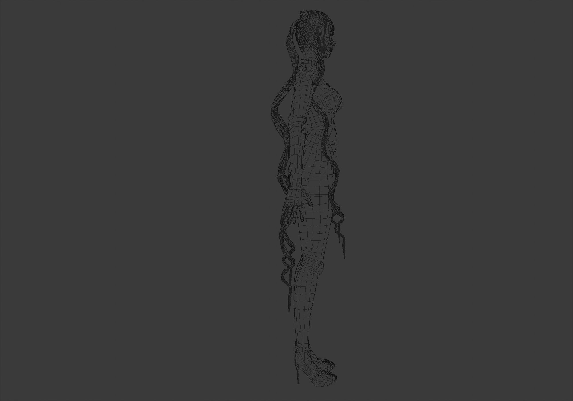 Cute Blond Woman Low-poly 3D model_8