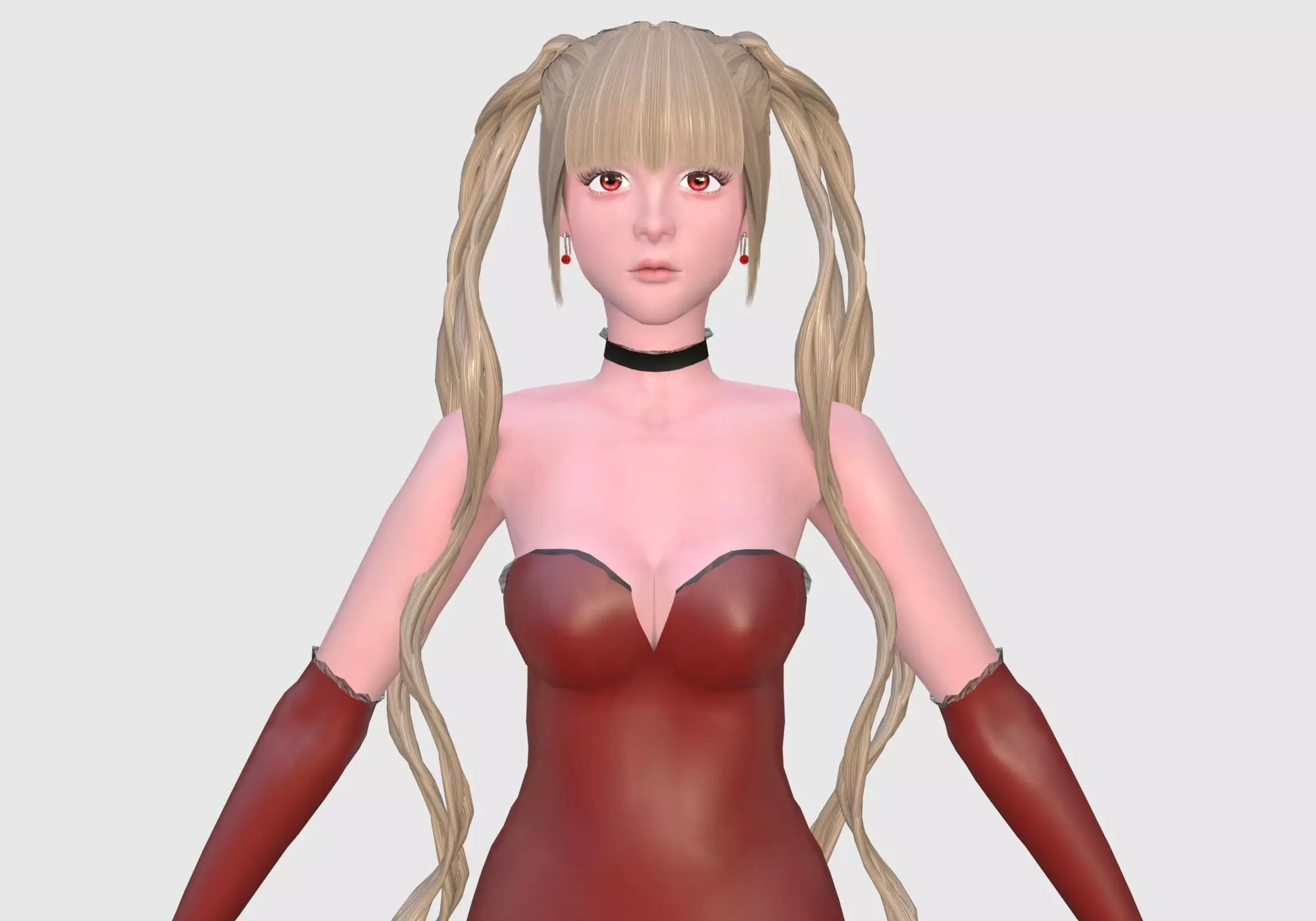 Cute Blond Woman Low-poly 3D model_0