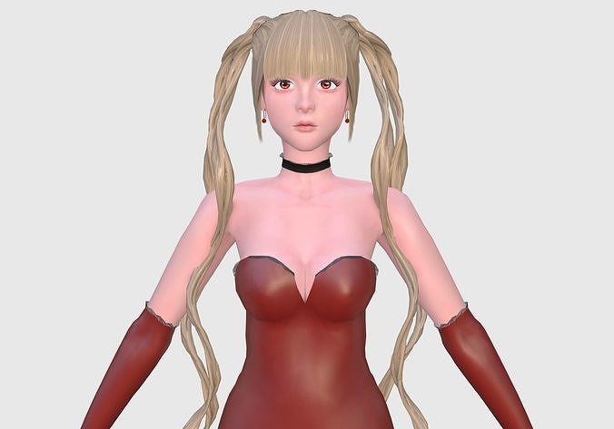 Cute Blond Woman  Low-poly 3D model