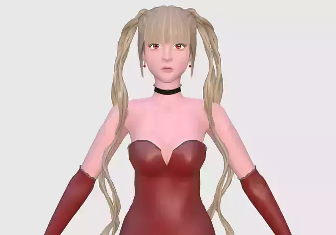 Cute Blond Woman  Low-poly 3D model