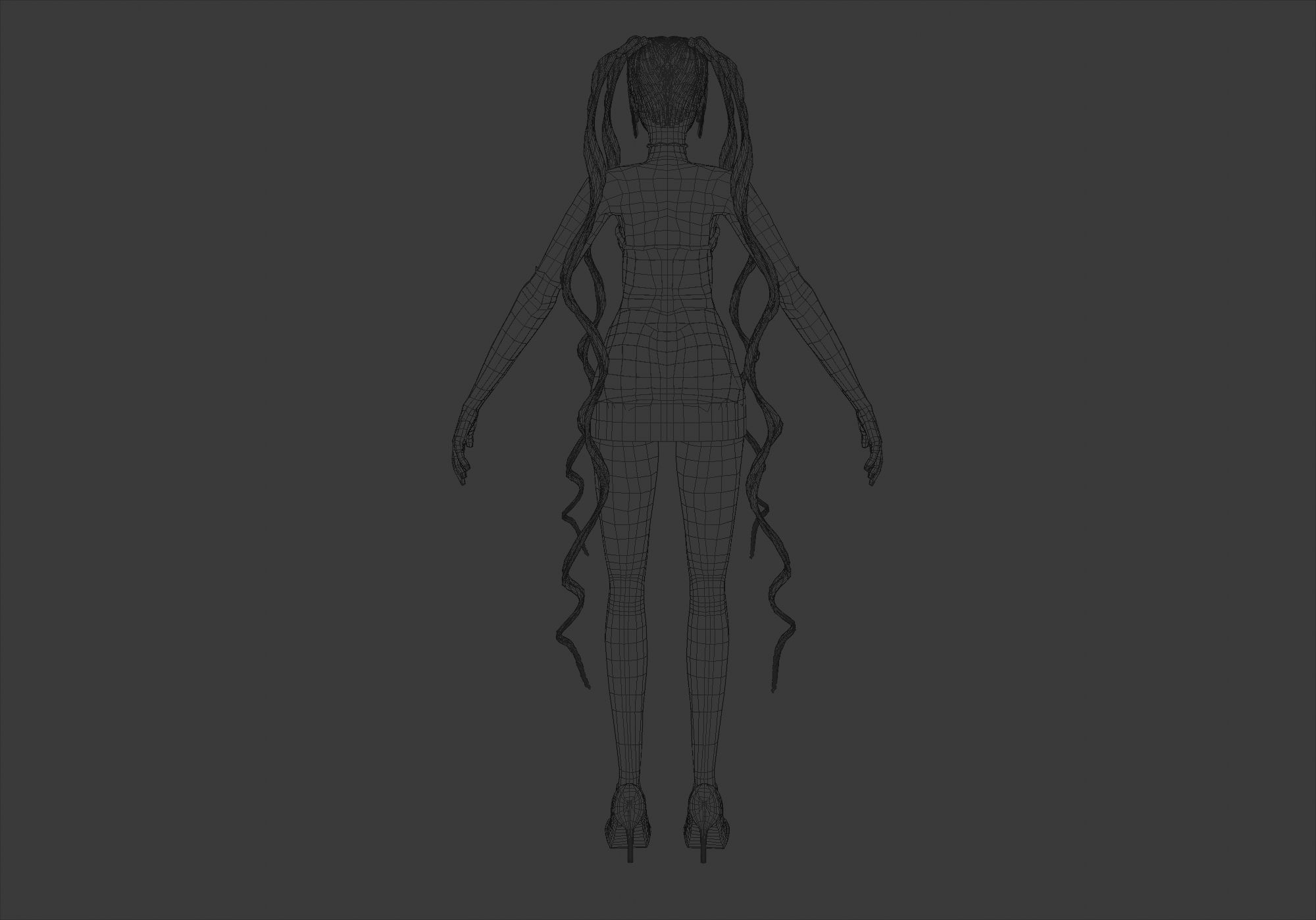 Cute Blond Woman Low-poly 3D model_9