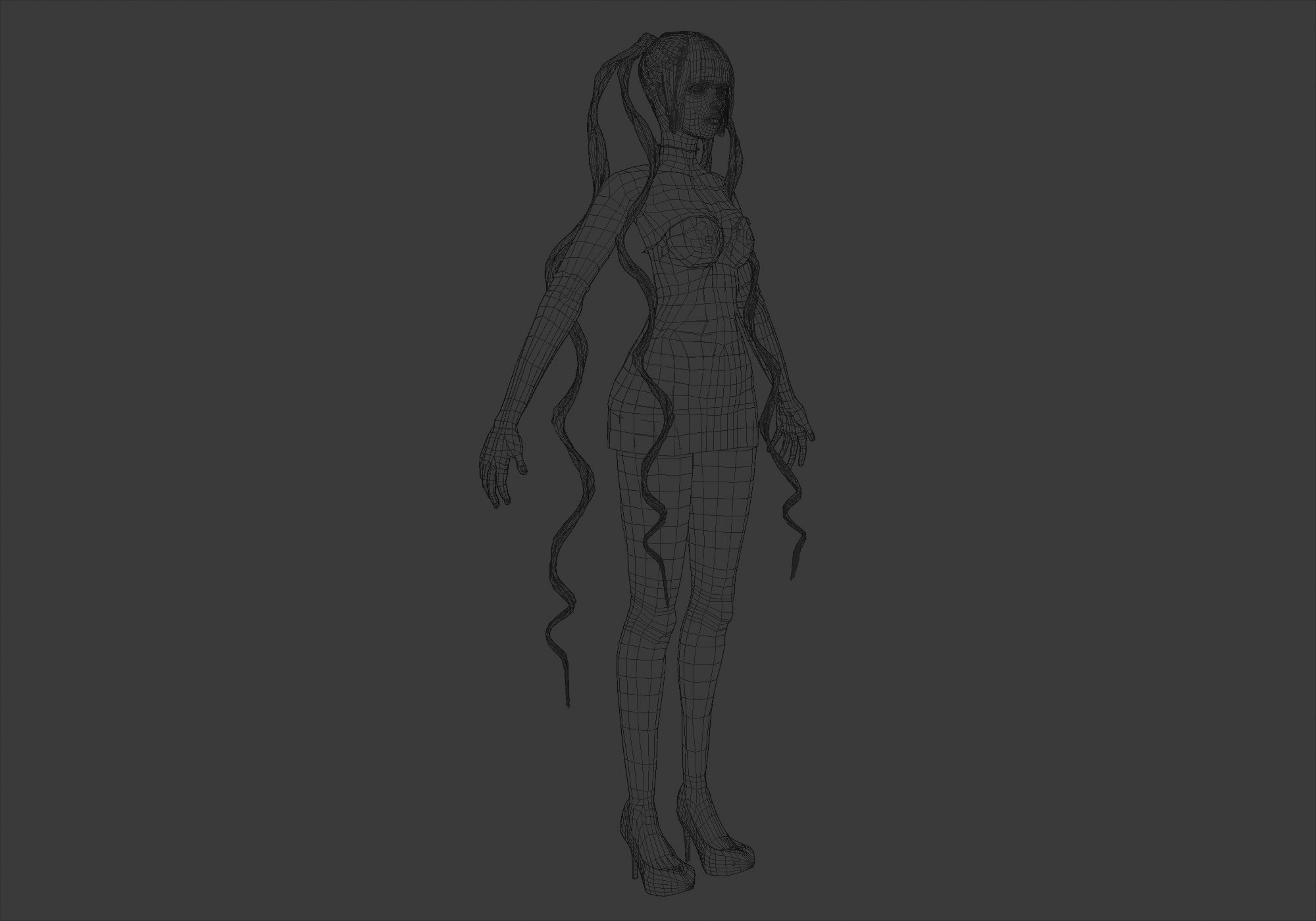 Cute Blond Woman Low-poly 3D model_7