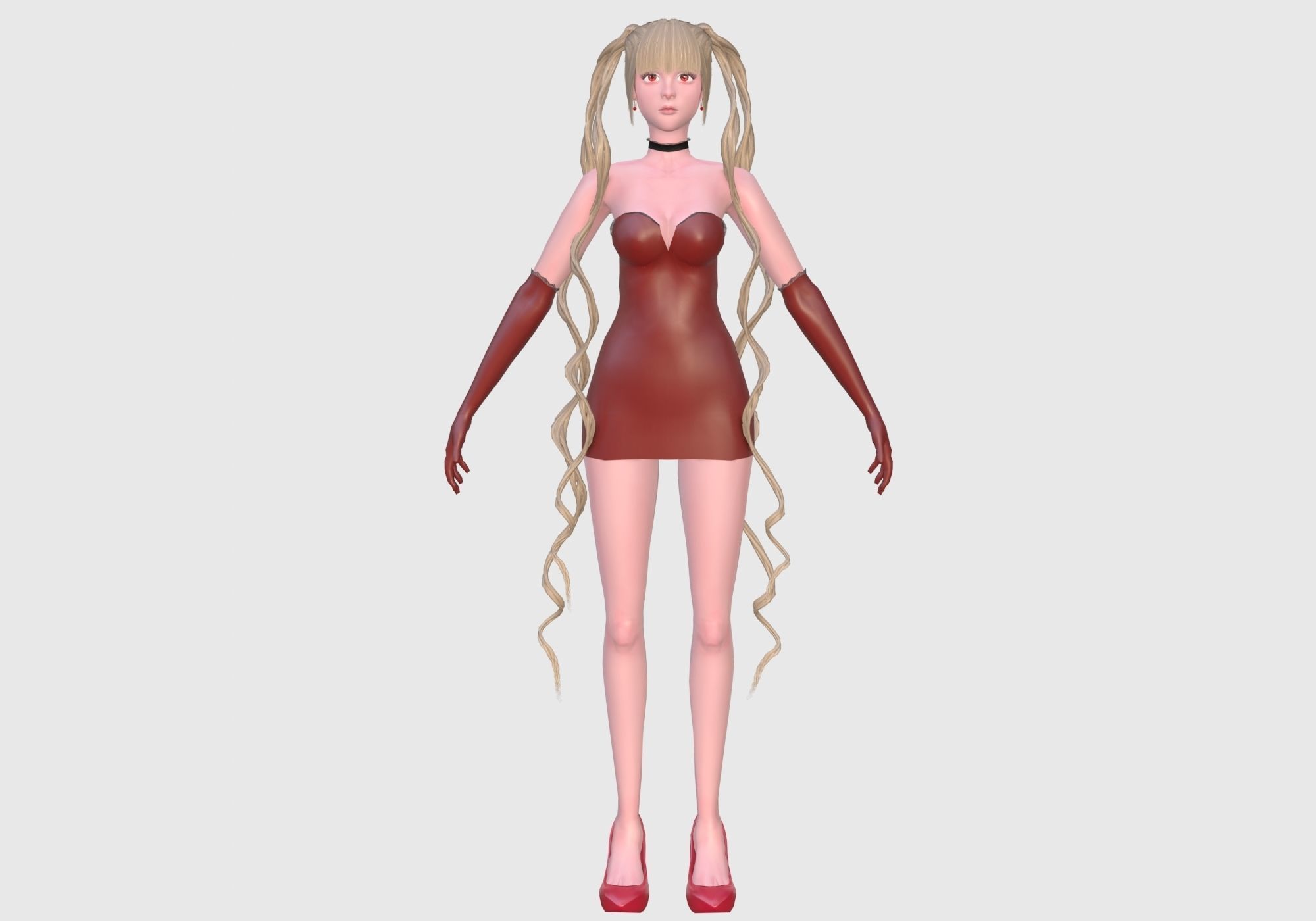 Cute Blond Woman Low-poly 3D model_1