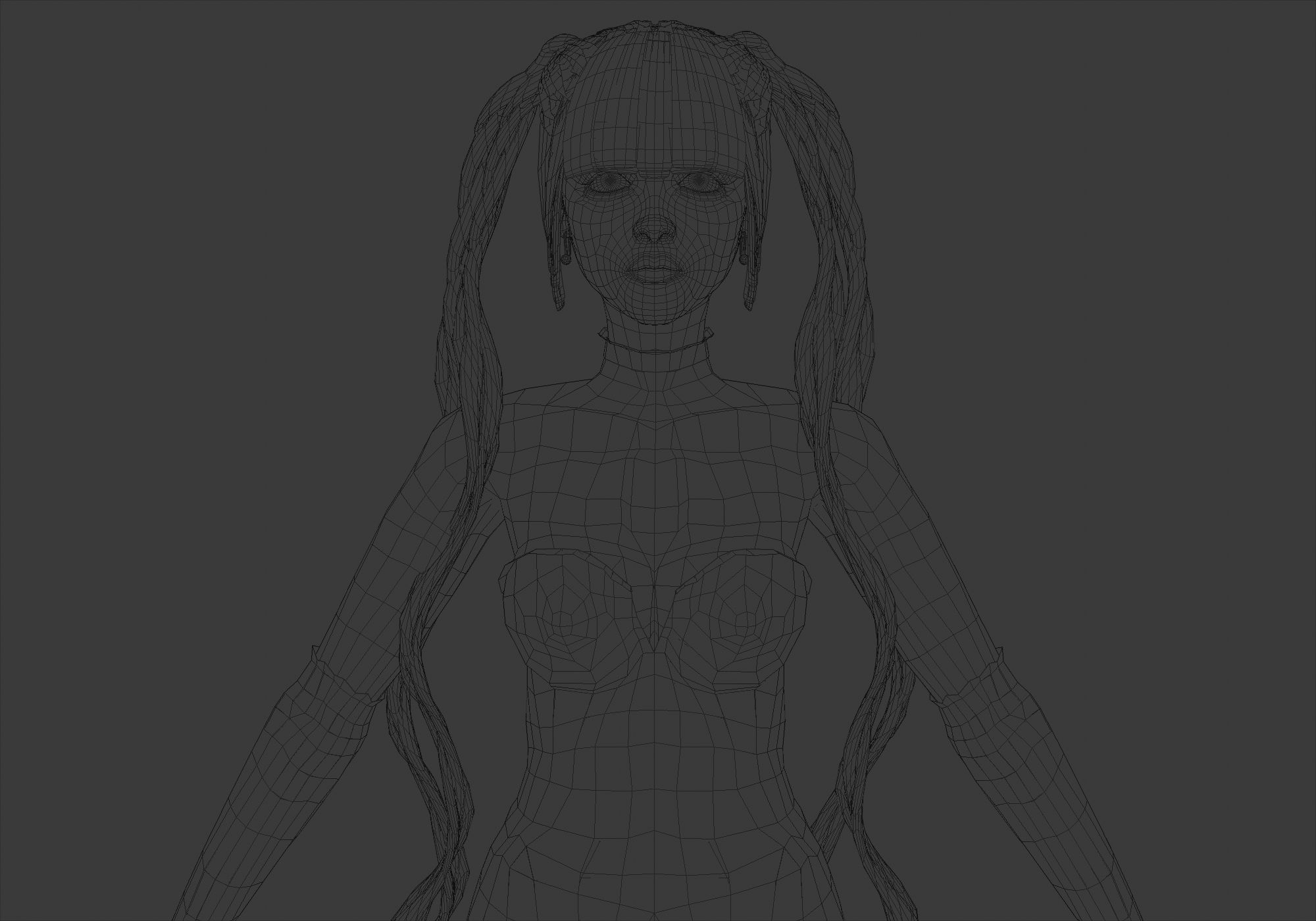 Cute Blond Woman Low-poly 3D model_5