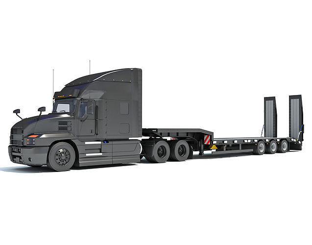 Truck with Platform Trailer 3D model