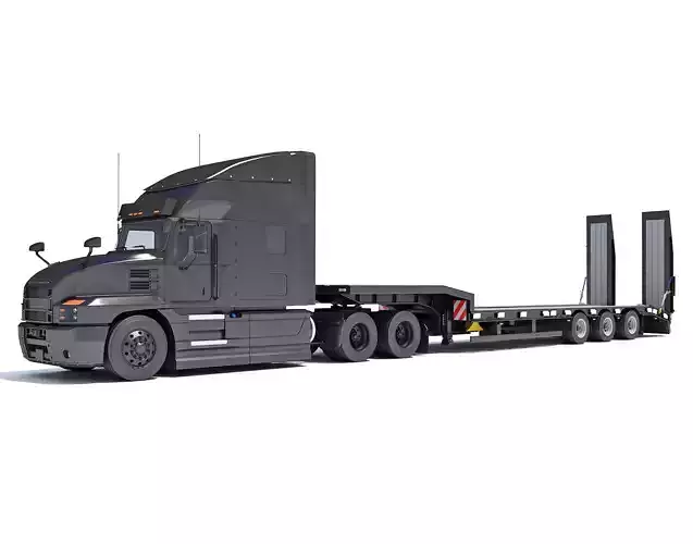 Truck with Platform Trailer 3D model