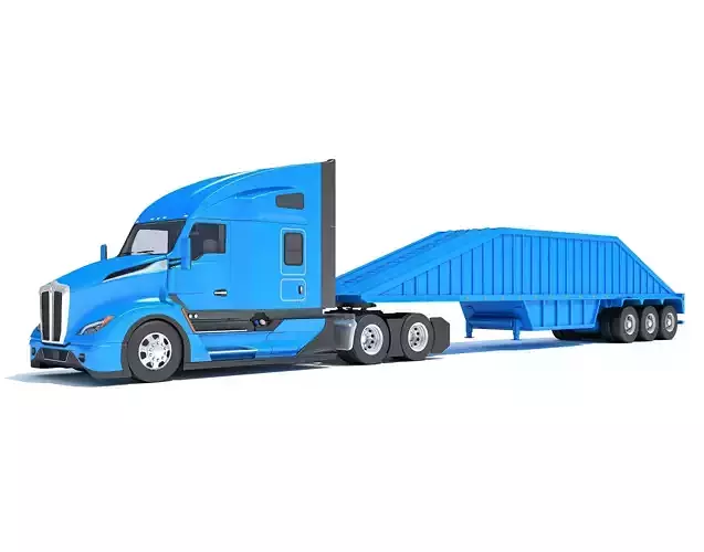 Truck with Bottom Dump Trailer 3D model