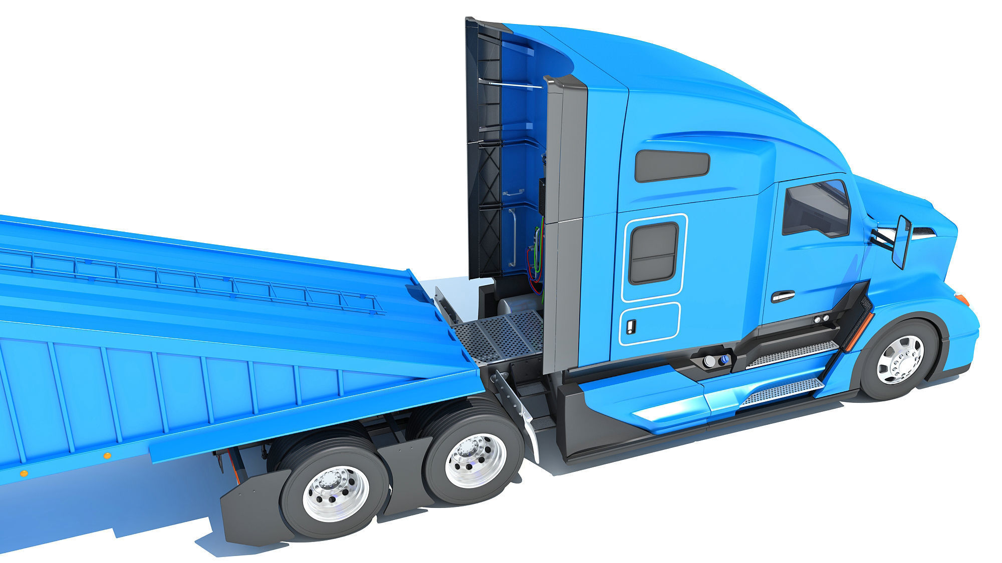 Truck with Bottom Dump Trailer 3D model_14