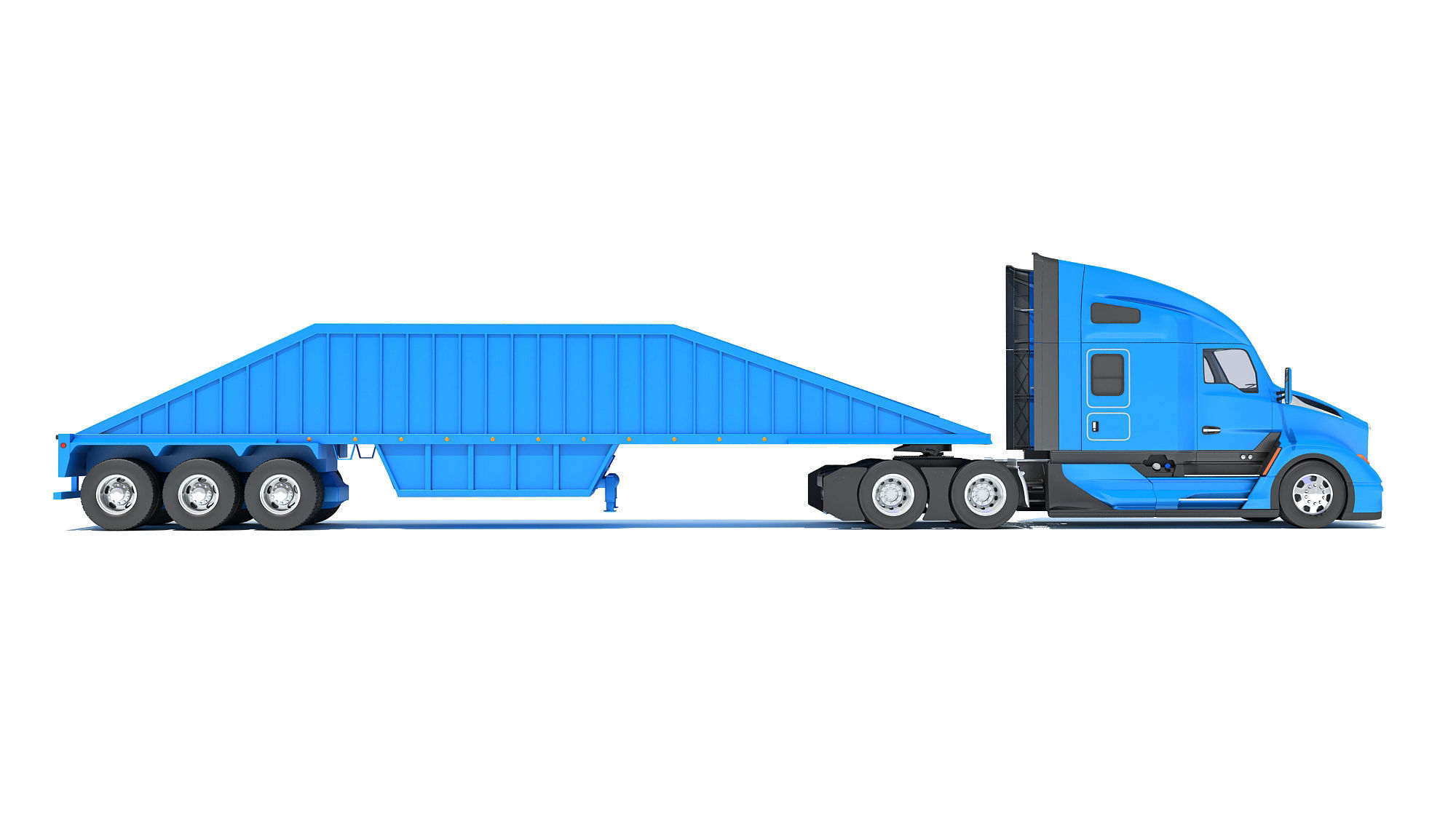 Truck with Bottom Dump Trailer 3D model_5