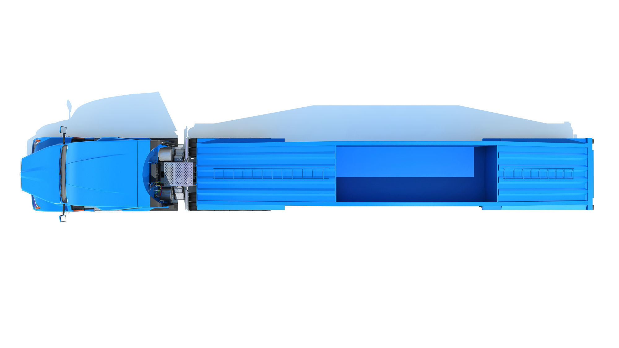 Truck with Bottom Dump Trailer 3D model_11