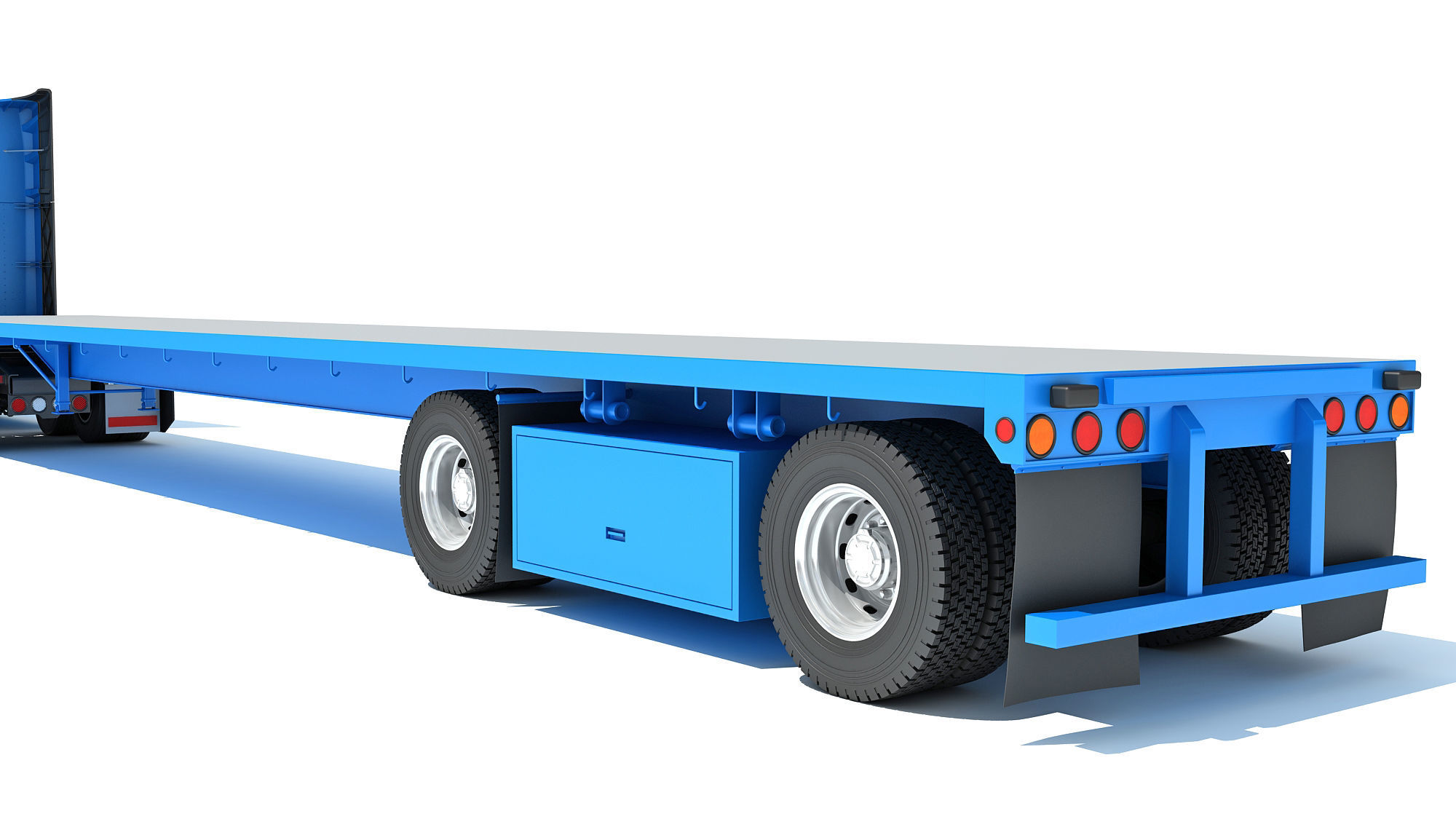 Truck with Flatbed Trailer 3D model_15