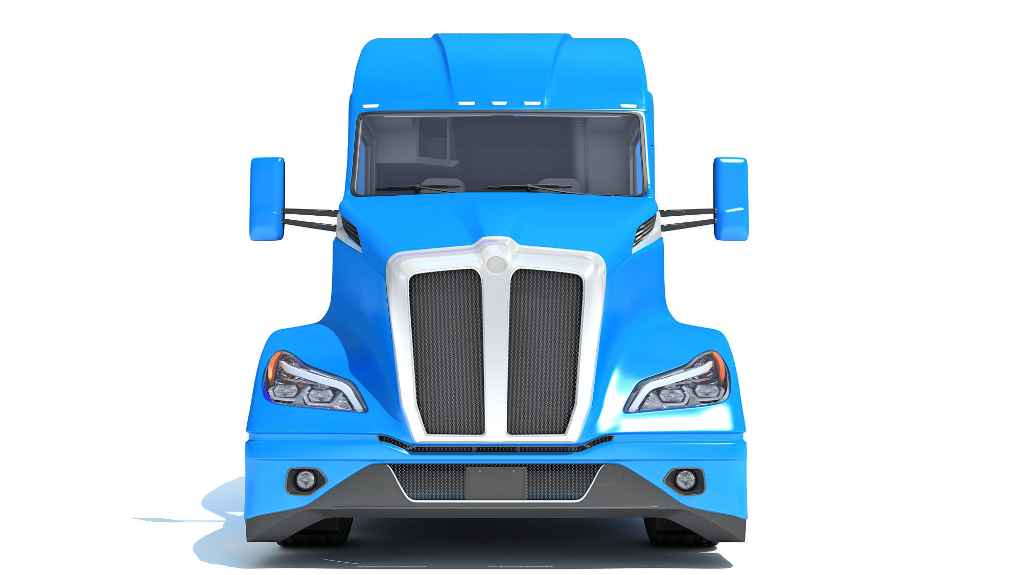 Truck with Flatbed Trailer 3D model_10