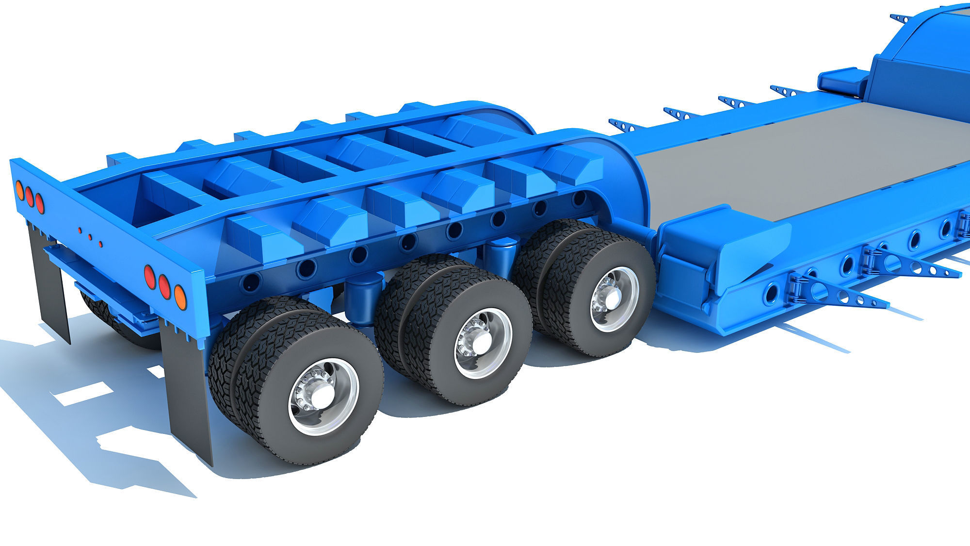 Truck with Lowboy Trailer 3D model_16