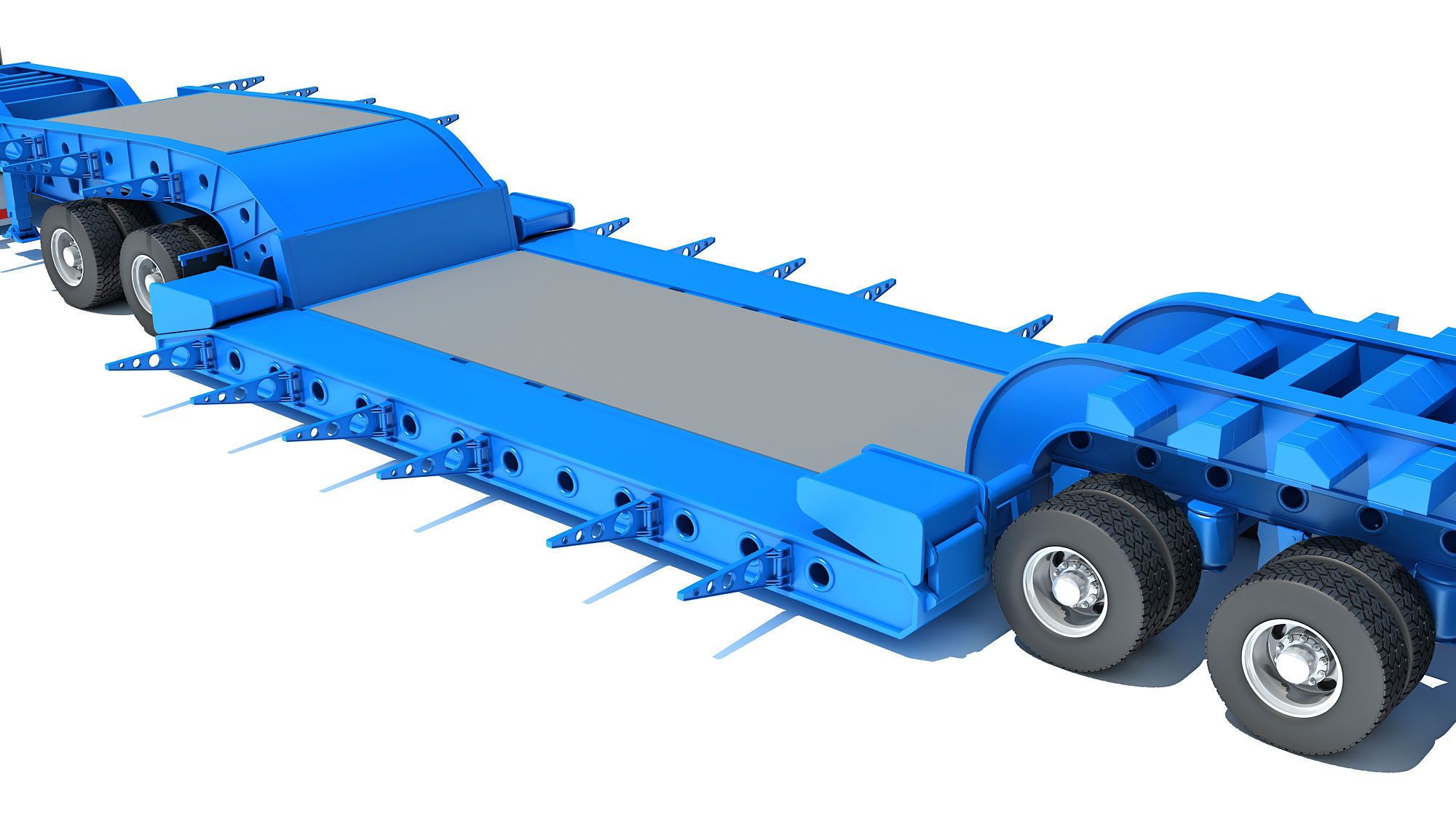 Truck with Lowboy Trailer 3D model_15