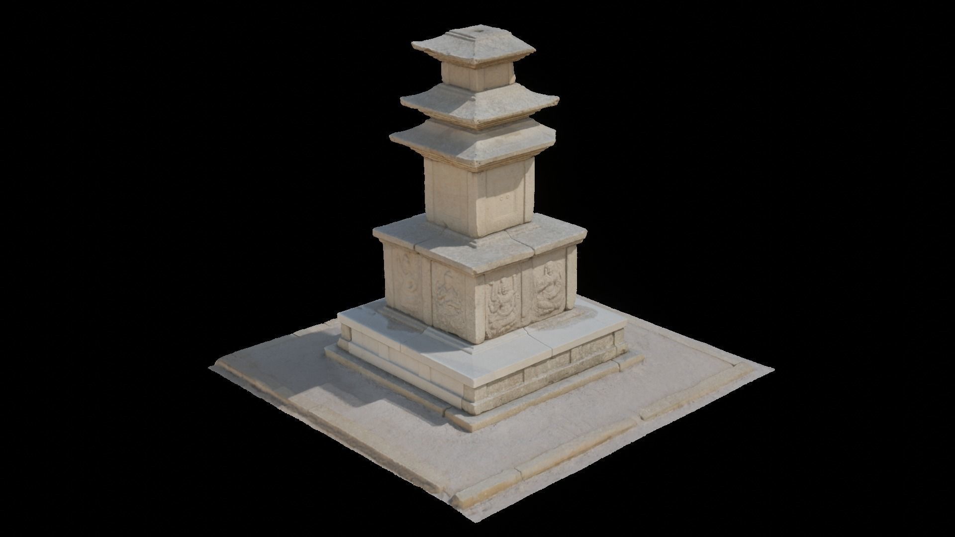 Three-story East Stone Pagoda at Sungboksa Temple Site 3D model_1