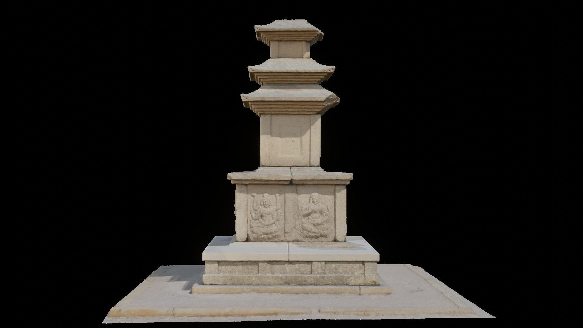 Three-story East Stone Pagoda at Sungboksa Temple Site 3D model_2