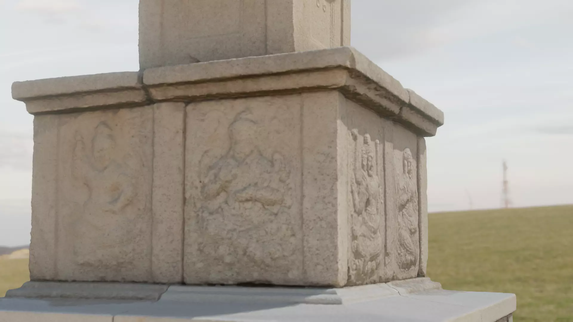 Three-story East Stone Pagoda at Sungboksa Temple Site 3D model_0