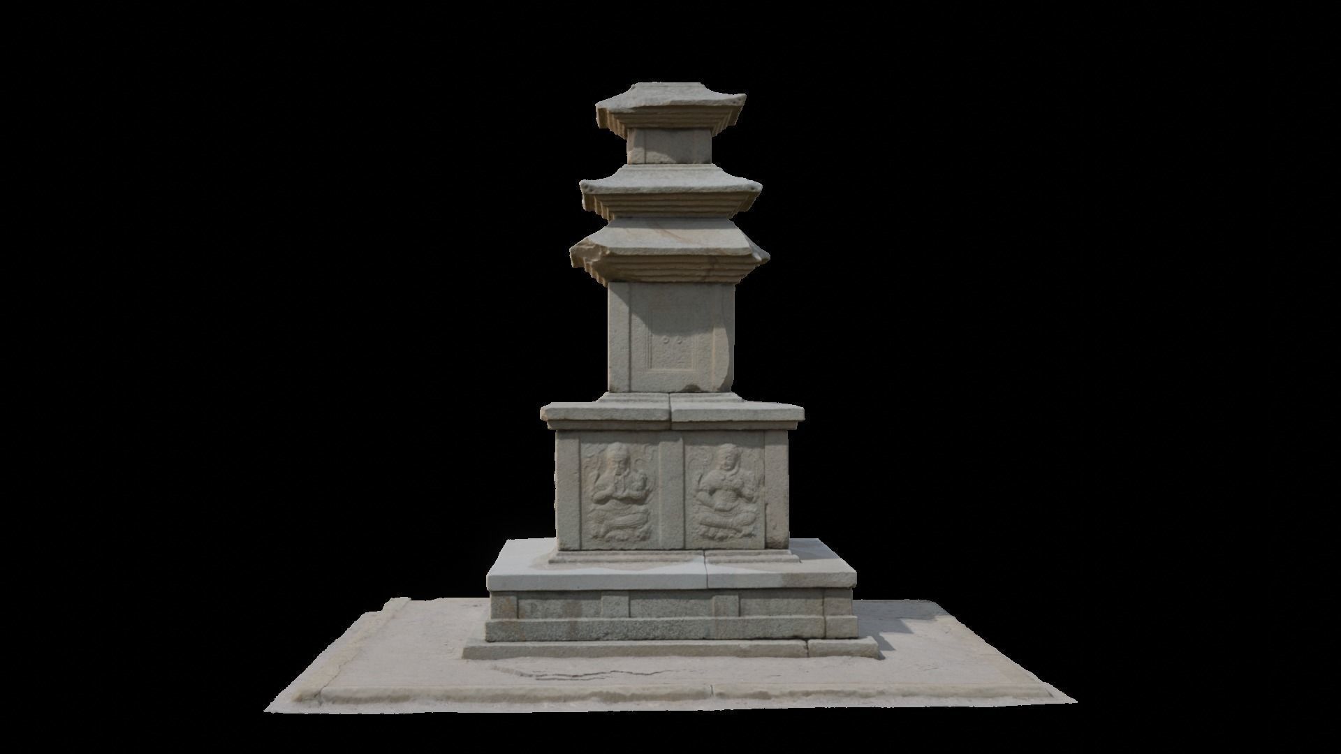 Three-story East Stone Pagoda at Sungboksa Temple Site 3D model_3
