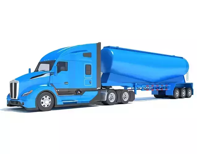 Sleeper Cab Truck with Tank Trailer 3D model