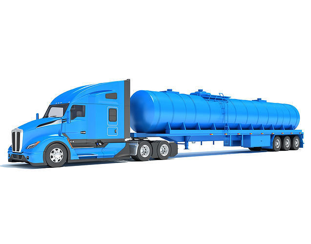 Truck with Tank Semitrailer 3D model
