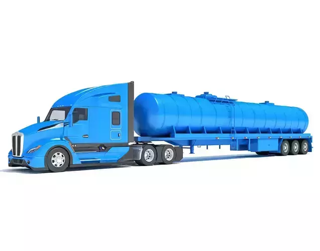 Truck with Tank Semitrailer 3D model