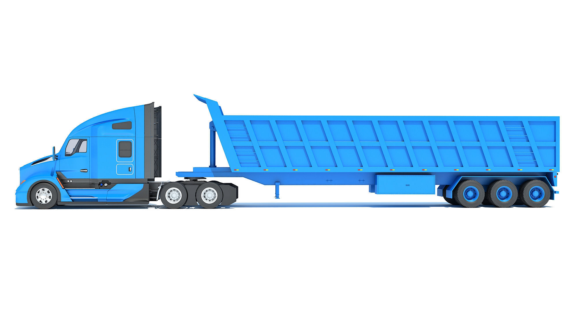 Truck with Tipper Trailer 3D model_1