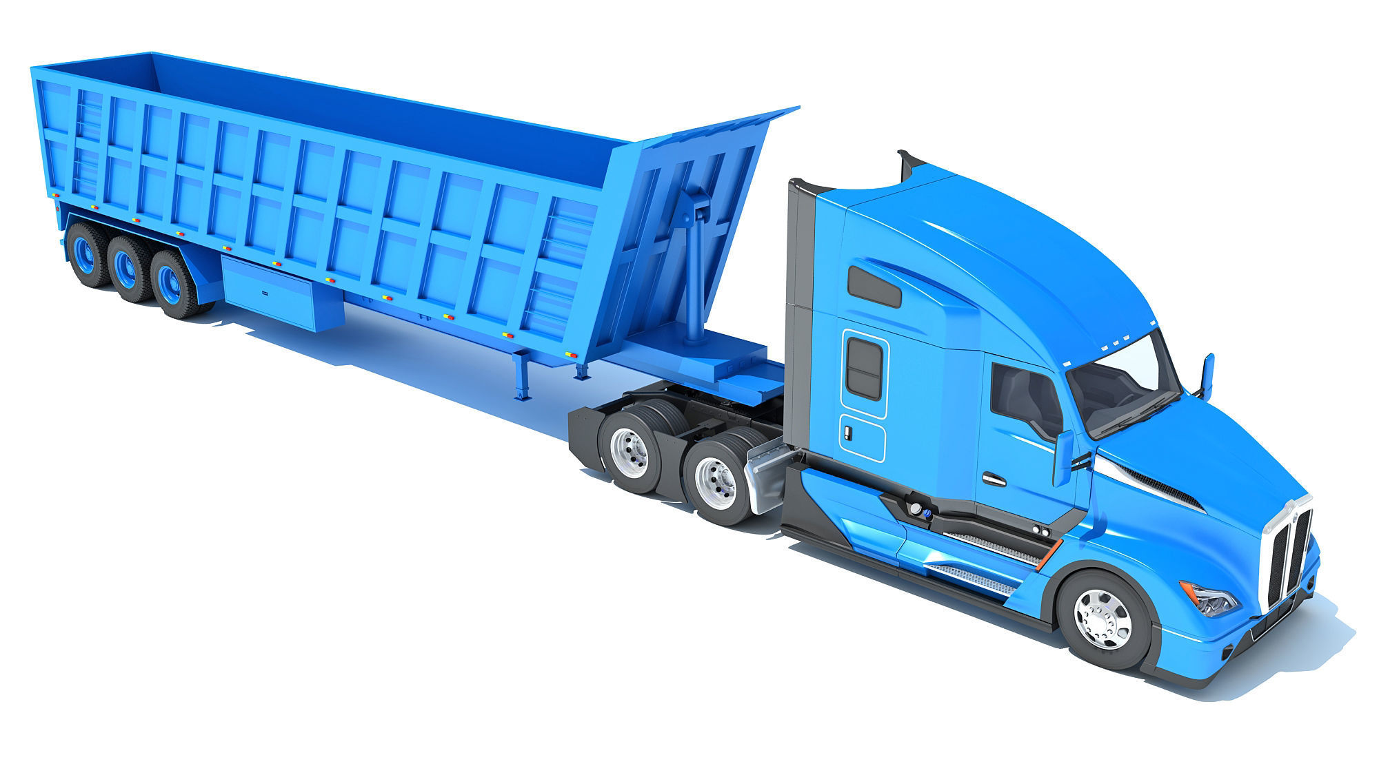 Truck with Tipper Trailer 3D model_7