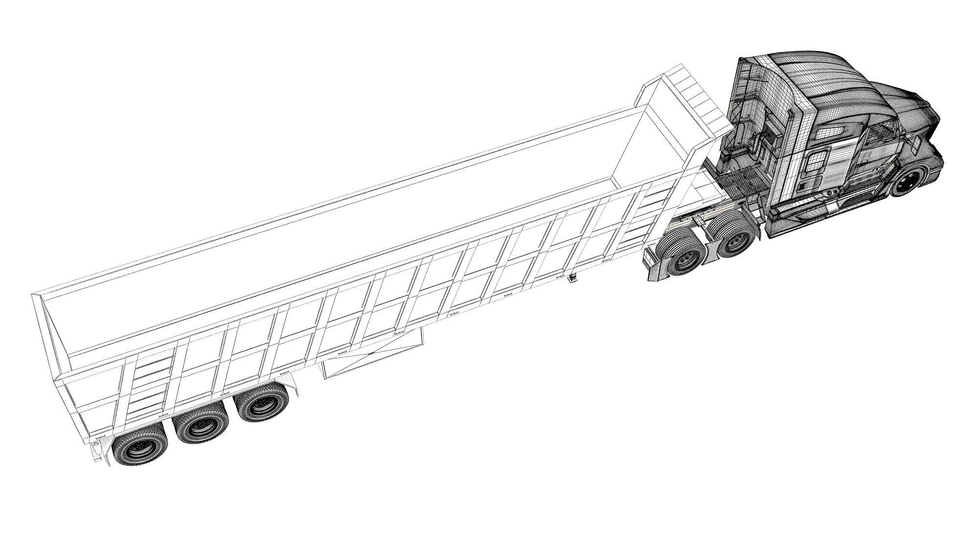 Truck with Tipper Trailer 3D model_18