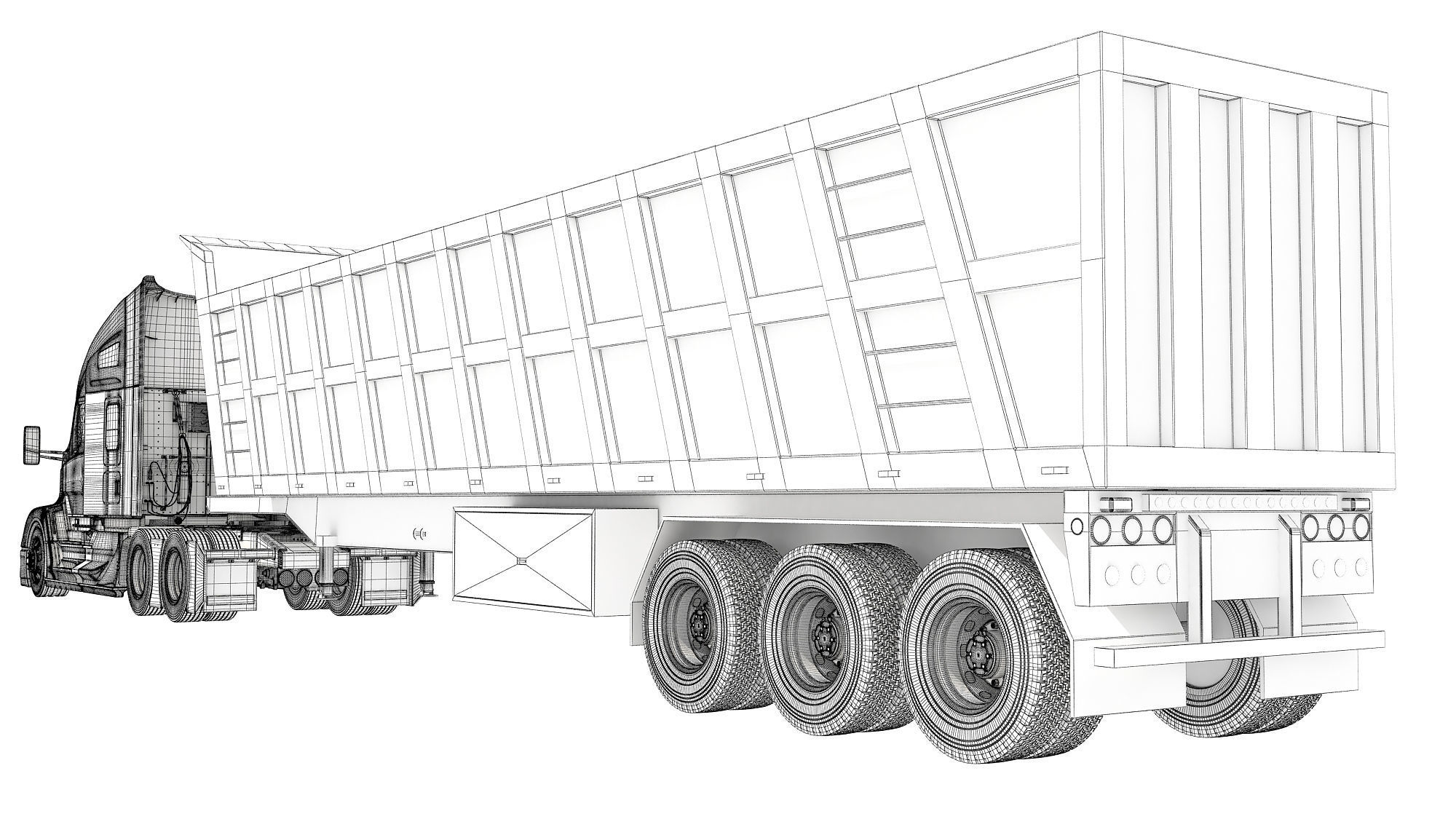 Truck with Tipper Trailer 3D model_17