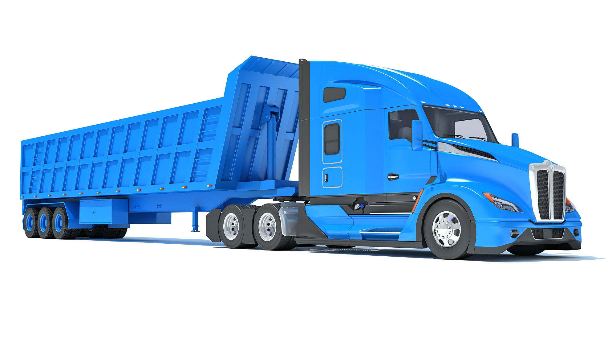 Truck with Tipper Trailer 3D model_8