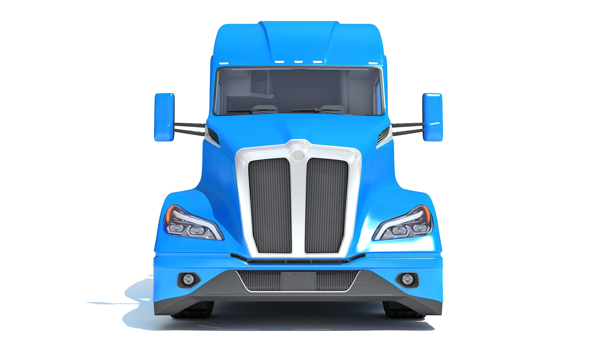 Truck with Animal Transporter Trailer 3D model_10