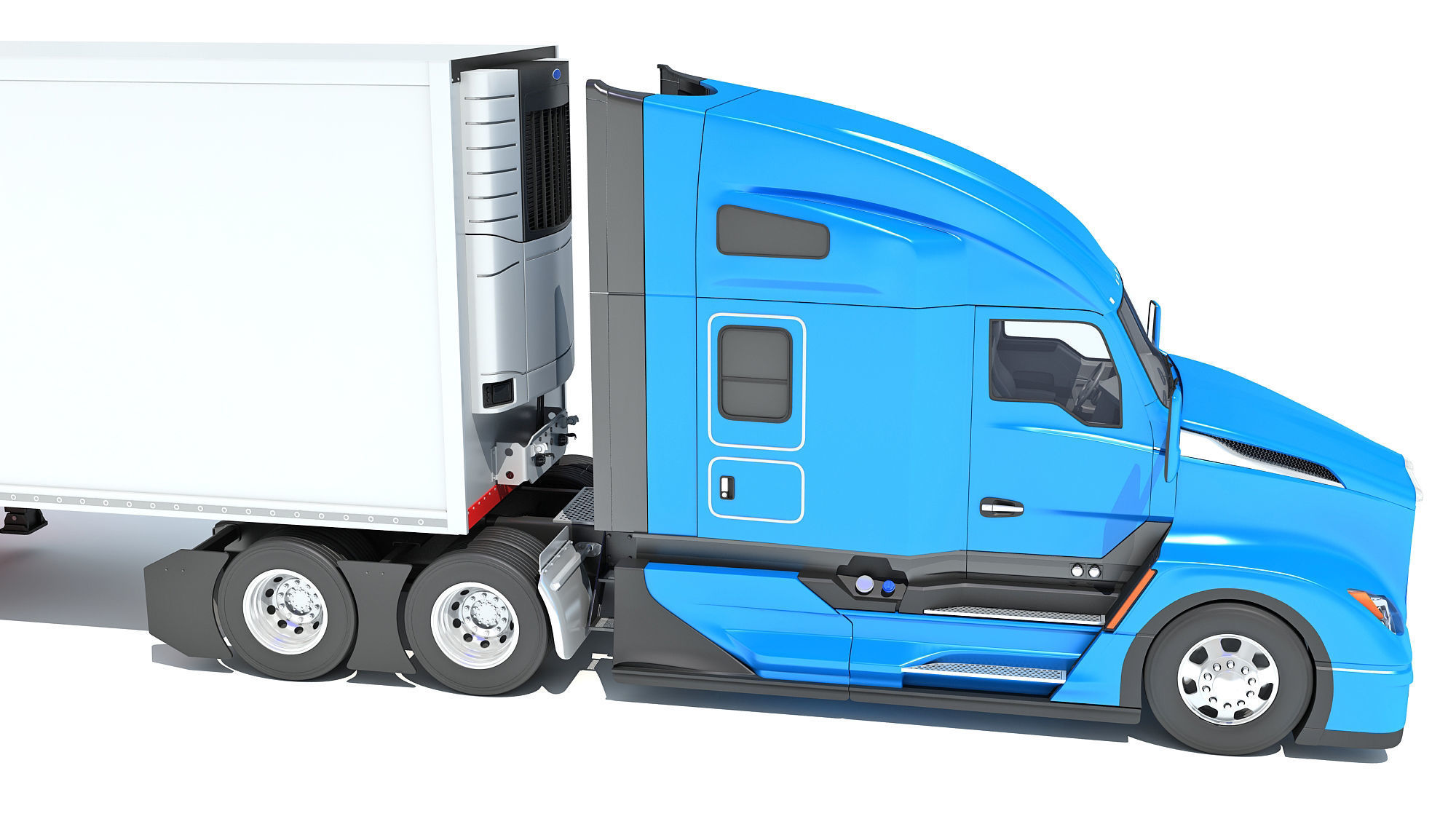 Truck with Reefer Refrigerator Trailer 3D model_14