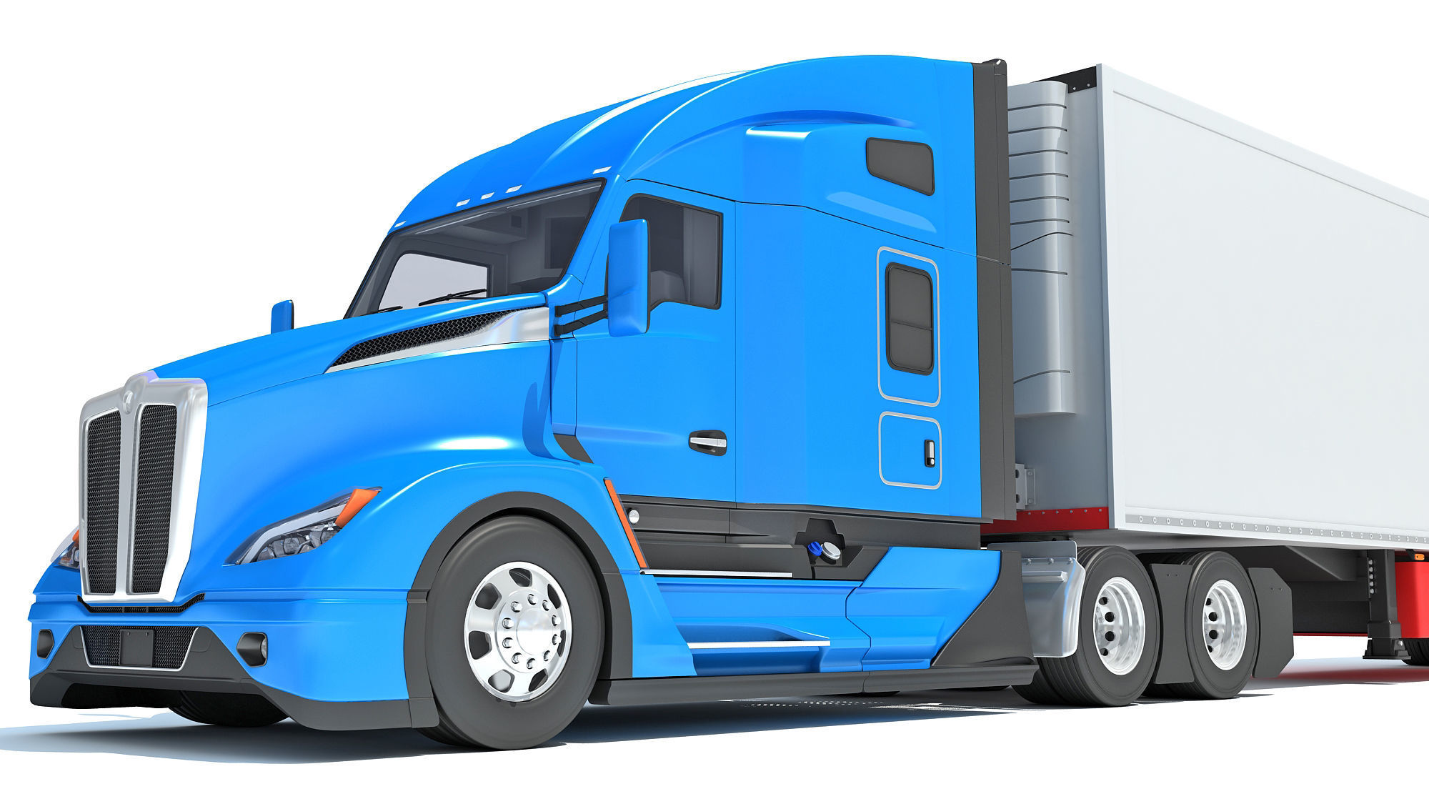 Truck with Reefer Refrigerator Trailer 3D model_12