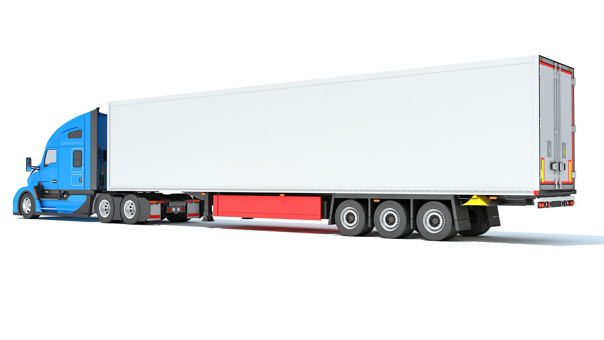 Truck with Reefer Refrigerator Trailer 3D model_2